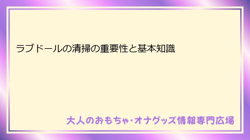 ラブドールの清掃の重要性と基本知識