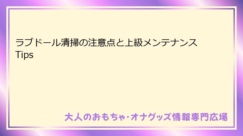 ラブドール清掃の注意点と上級メンテナンスTips