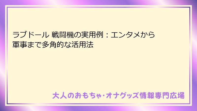 ラブドール 戦闘機の実用例：エンタメから軍事まで多角的な活用法