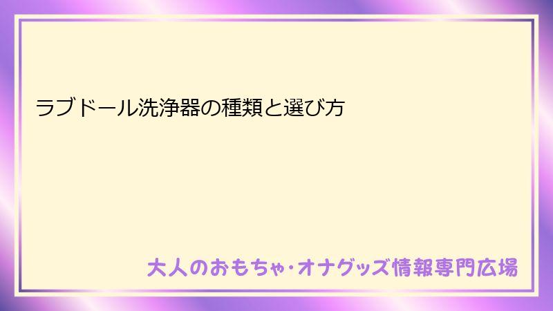 ラブドール洗浄器の種類と選び方