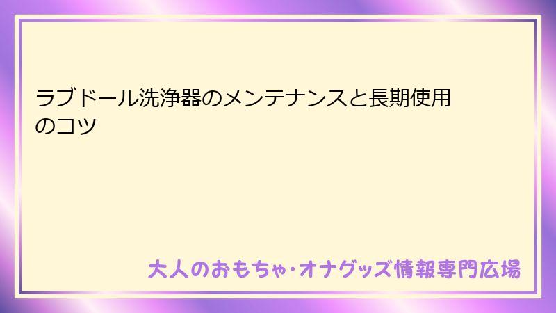 ラブドール洗浄器のメンテナンスと長期使用のコツ