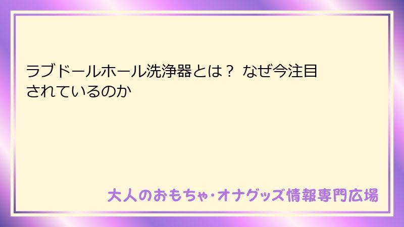 ラブドールホール洗浄器とは？ なぜ今注目されているのか