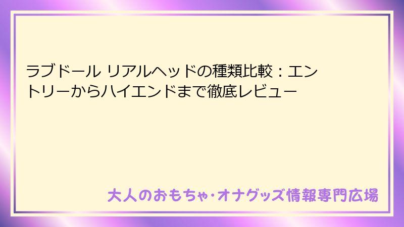 ラブドール リアルヘッドの種類比較:エントリーからハイエンドまで徹底レビュー