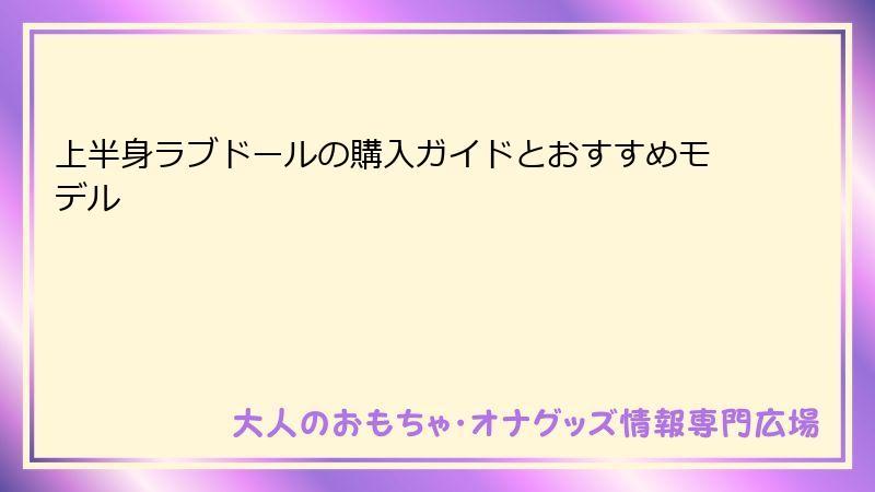 上半身ラブドールの購入ガイドとおすすめモデル