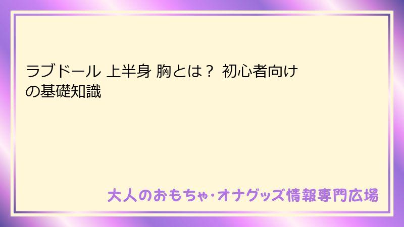 ラブドール 上半身 胸とは？ 初心者向けの基礎知識