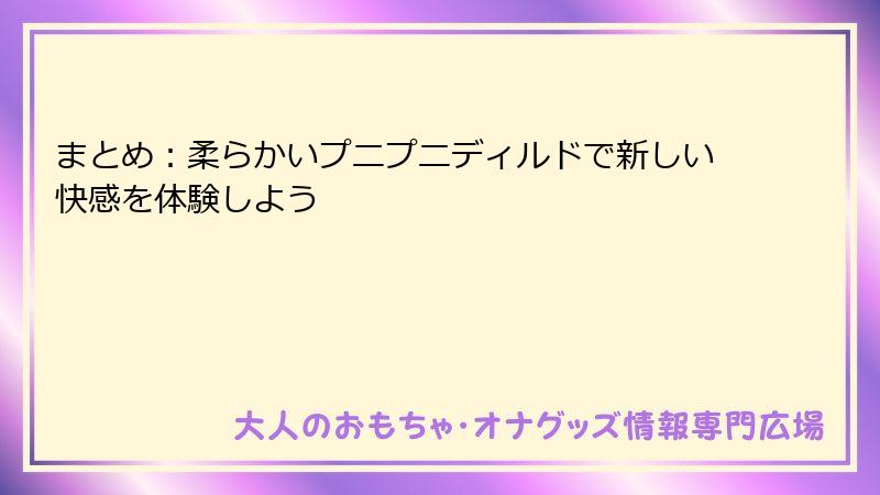 まとめ：柔らかいプニプニディルドで新しい快感を体験しよう