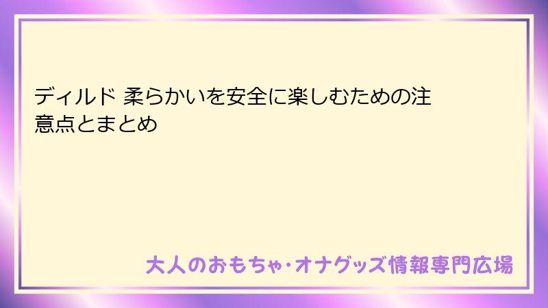 ディルド 柔らかいを安全に楽しむための注意点とまとめ