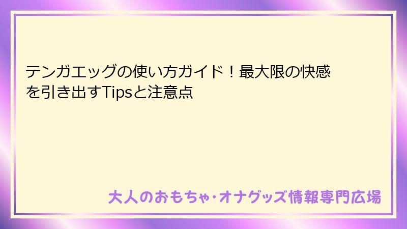 テンガエッグの使い方ガイド!最大限の快感を引き出すTipsと注意点
