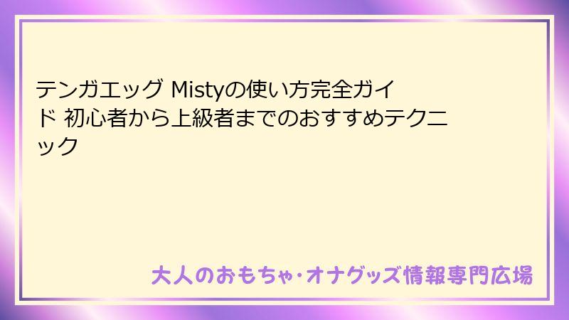 テンガエッグ Mistyの使い方完全ガイド 初心者から上級者までのおすすめテクニック