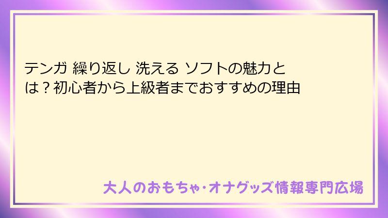 テンガ 繰り返し 洗える ソフトの魅力とは？初心者から上級者までおすすめの理由