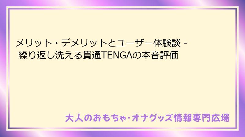 メリット・デメリットとユーザー体験談 - 繰り返し洗える貫通TENGAの本音評価
