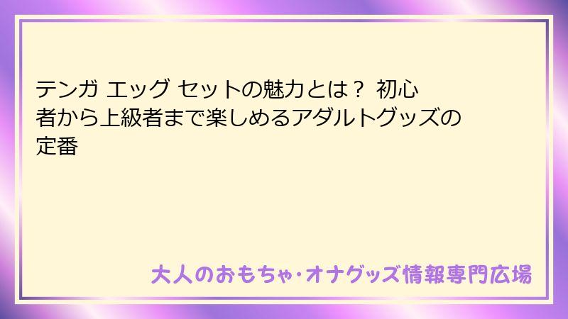 テンガ エッグ セットの魅力とは？ 初心者から上級者まで楽しめるアダルトグッズの定番