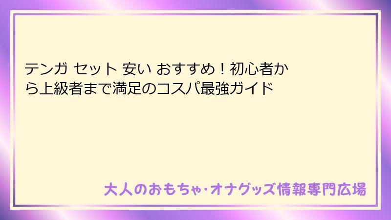 テンガ セット 安い おすすめ!初心者から上級者まで満足のコスパ最強ガイド