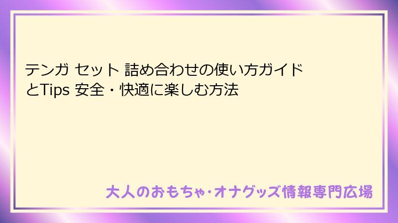 テンガ セット 詰め合わせの使い方ガイドとTips 安全・快適に楽しむ方法