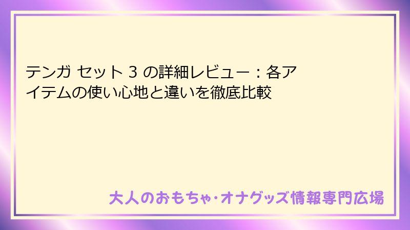 テンガ セット 3 の詳細レビュー：各アイテムの使い心地と違いを徹底比較