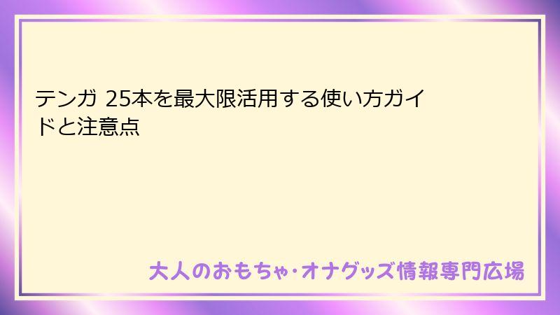 テンガ 25本を最大限活用する使い方ガイドと注意点