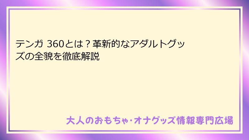 テンガ 360とは？革新的なアダルトグッズの全貌を徹底解説