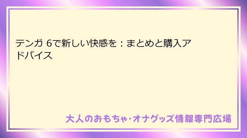 テンガ 6で新しい快感を:まとめと購入アドバイス