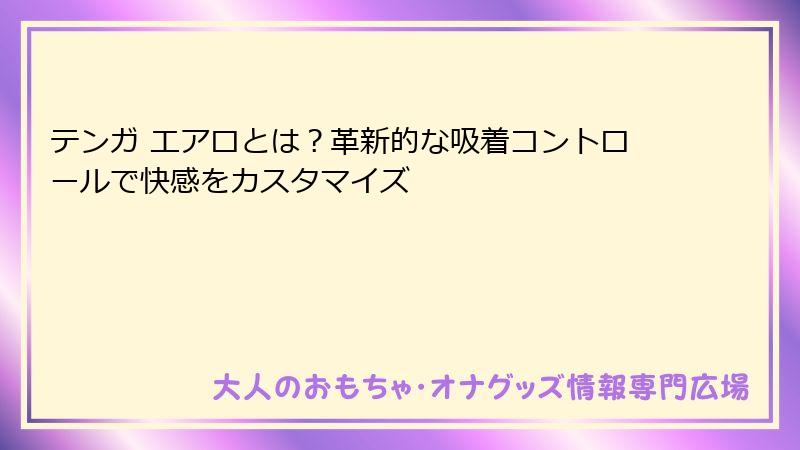 テンガ エアロとは？革新的な吸着コントロールで快感をカスタマイズ