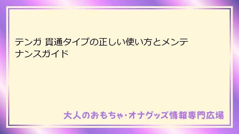 テンガ 貫通タイプの正しい使い方とメンテナンスガイド