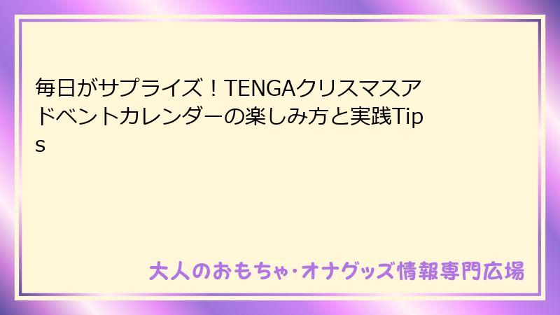 毎日がサプライズ!TENGAクリスマスアドベントカレンダーの楽しみ方と実践Tips