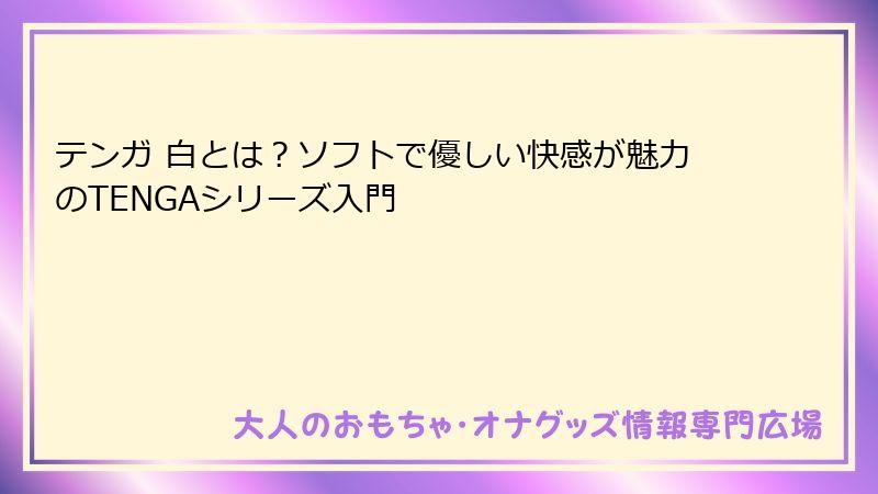 テンガ 白とは?ソフトで優しい快感が魅力のTENGAシリーズ入門
