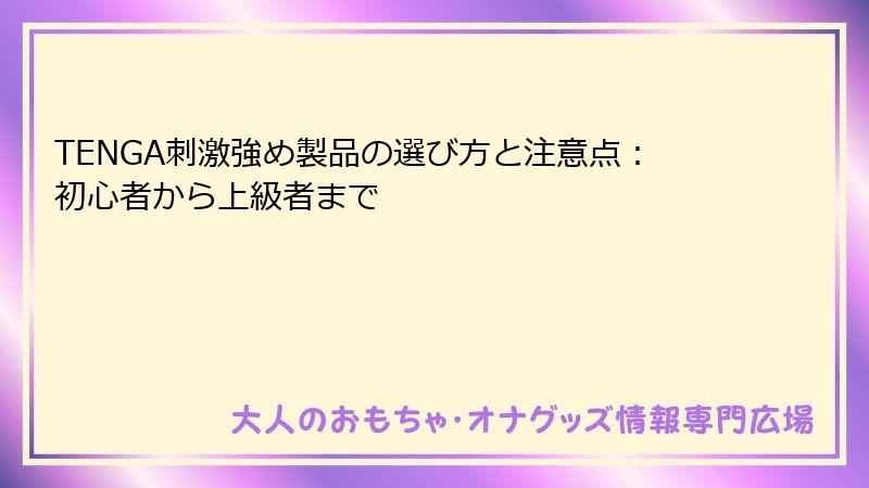 TENGA刺激強め製品の選び方と注意点：初心者から上級者まで