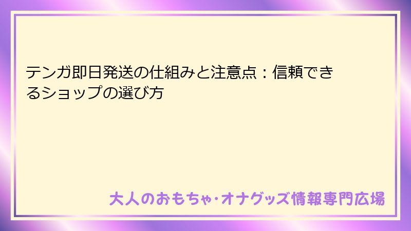 テンガ即日発送の仕組みと注意点：信頼できるショップの選び方