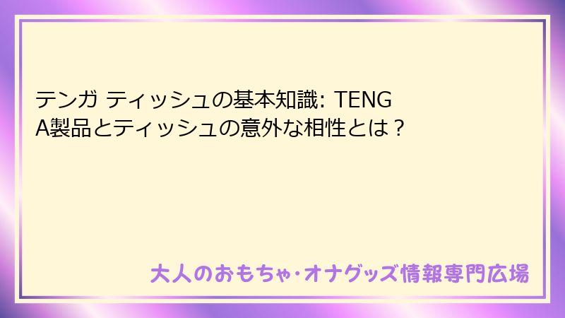 テンガ ティッシュの基本知識: TENGA製品とティッシュの意外な相性とは?