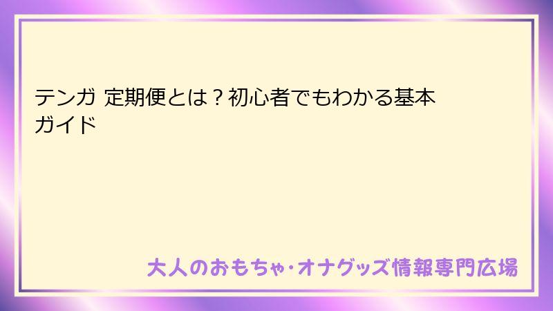 テンガ 定期便とは?初心者でもわかる基本ガイド
