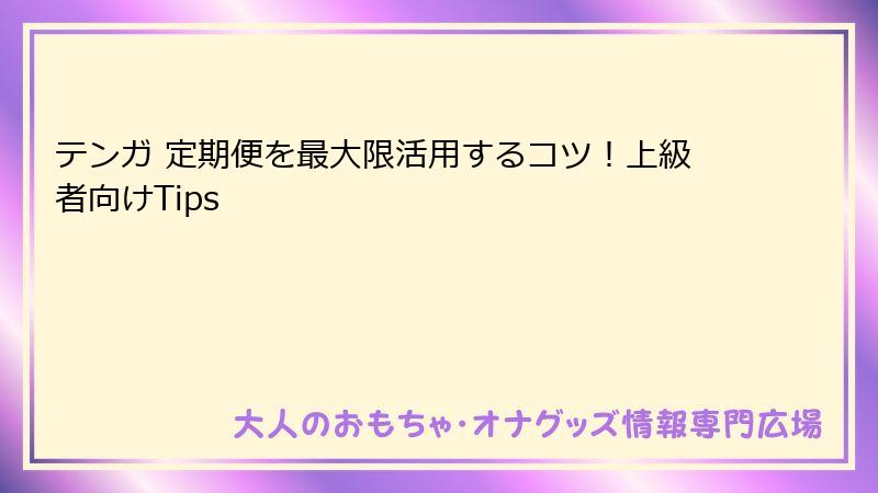 テンガ 定期便を最大限活用するコツ!上級者向けTips