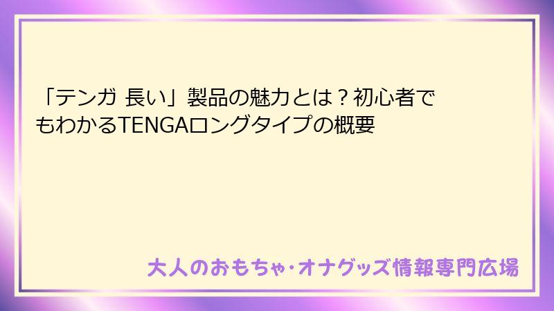「テンガ 長い」製品の魅力とは？初心者でもわかるTENGAロングタイプの概要