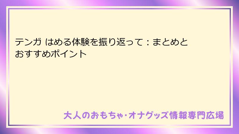 テンガ はめる体験を振り返って:まとめとおすすめポイント