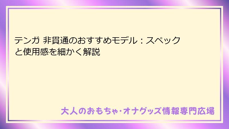 テンガ 非貫通のおすすめモデル:スペックと使用感を細かく解説