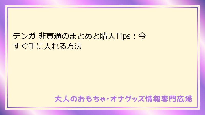 テンガ 非貫通のまとめと購入Tips:今すぐ手に入れる方法