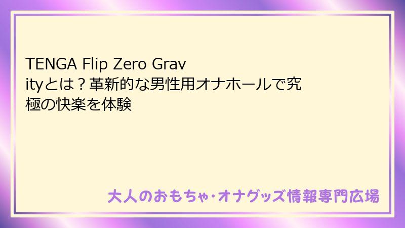 TENGA Flip Zero Gravityとは？革新的な男性用オナホールで究極の快楽を体験