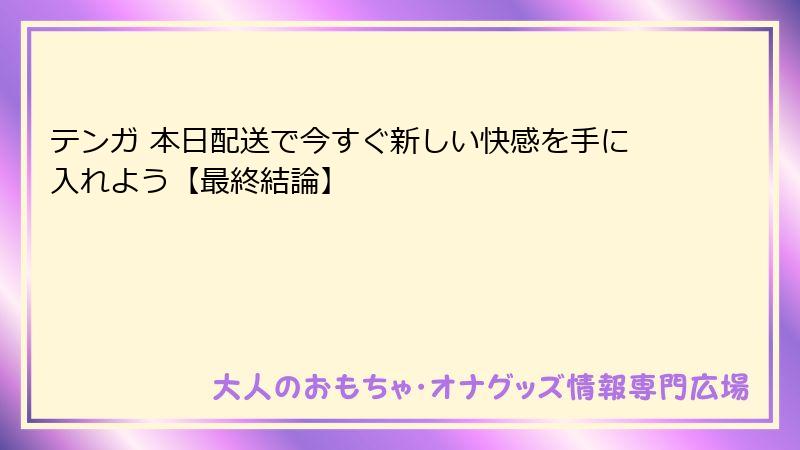 テンガ 本日配送で今すぐ新しい快感を手に入れよう【最終結論】