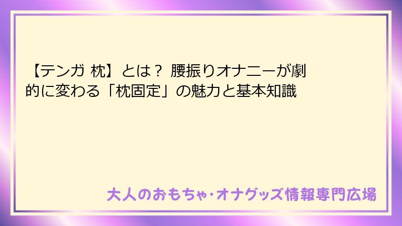 【テンガ 枕】とは? 腰振りオナニーが劇的に変わる「枕固定」の魅力と基本知識