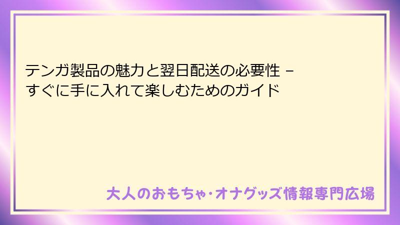 テンガ製品の魅力と翌日配送の必要性 – すぐに手に入れて楽しむためのガイド