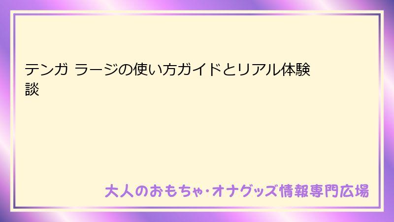 テンガ ラージの使い方ガイドとリアル体験談