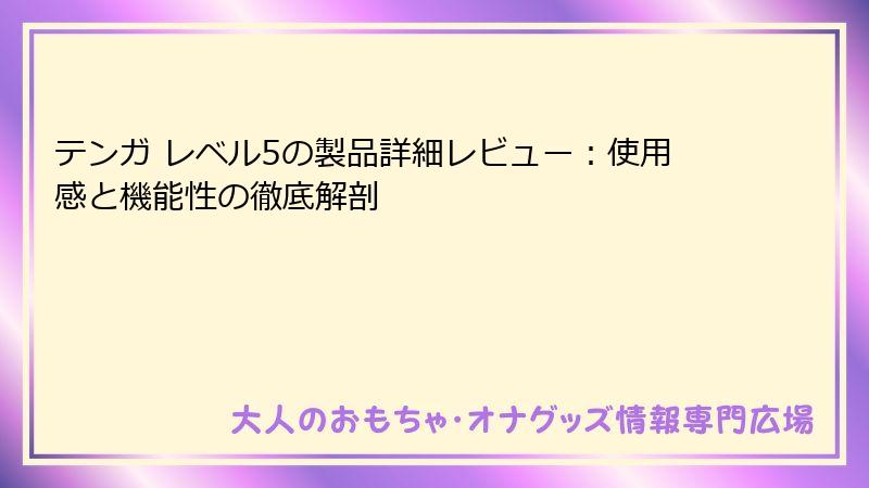 テンガ レベル5の製品詳細レビュー：使用感と機能性の徹底解剖