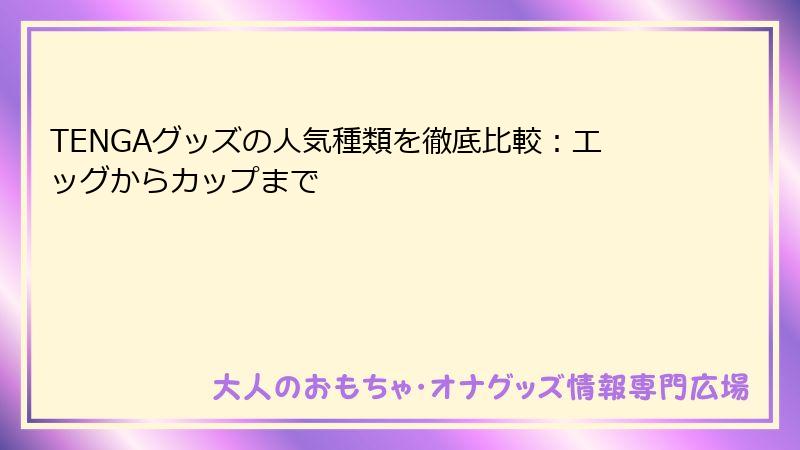 TENGAグッズの人気種類を徹底比較：エッグからカップまで