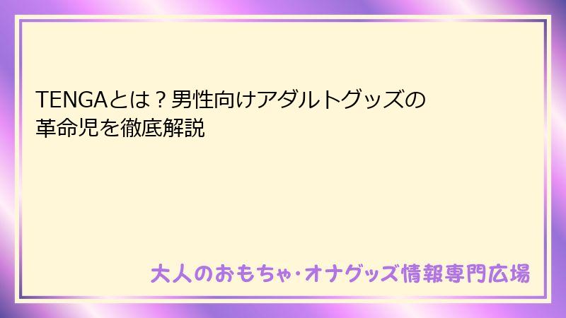 TENGAとは？男性向けアダルトグッズの革命児を徹底解説