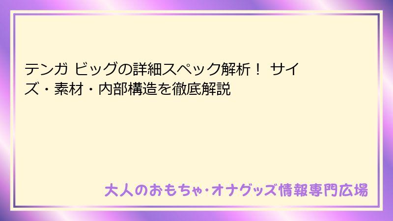 テンガ ビッグの詳細スペック解析! サイズ・素材・内部構造を徹底解説