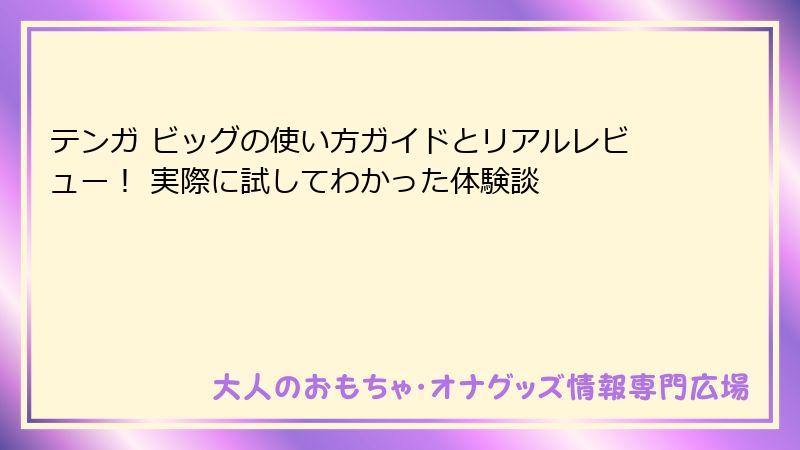 テンガ ビッグの使い方ガイドとリアルレビュー! 実際に試してわかった体験談
