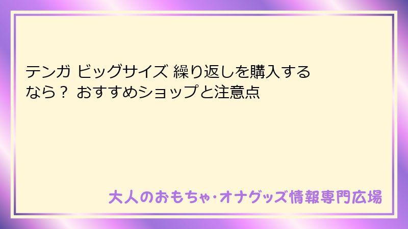 テンガ ビッグサイズ 繰り返しを購入するなら？ おすすめショップと注意点