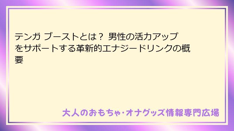 テンガ ブーストとは？ 男性の活力アップをサポートする革新的エナジードリンクの概要
