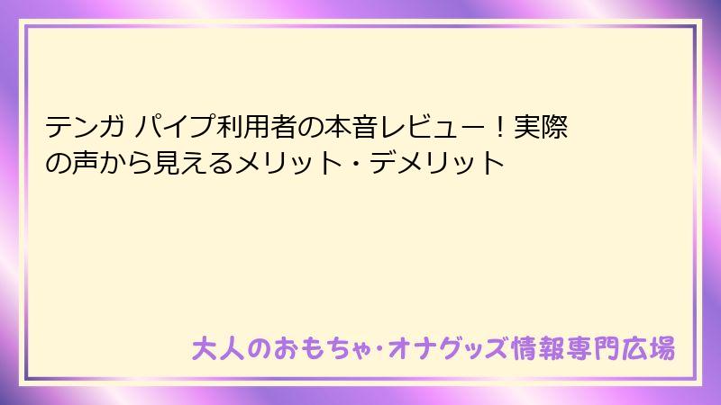 テンガ パイプ利用者の本音レビュー！実際の声から見えるメリット・デメリット