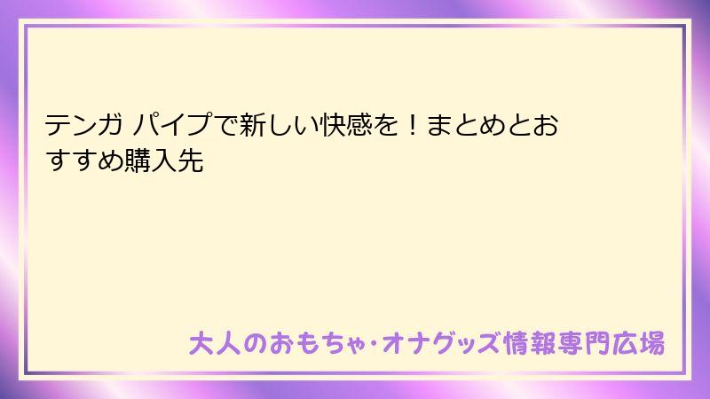 テンガ パイプで新しい快感を！まとめとおすすめ購入先
