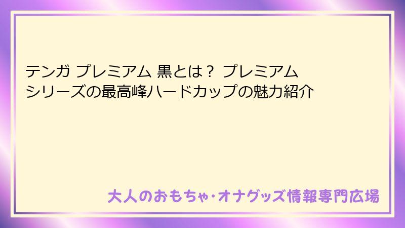 テンガ プレミアム 黒とは? プレミアムシリーズの最高峰ハードカップの魅力紹介